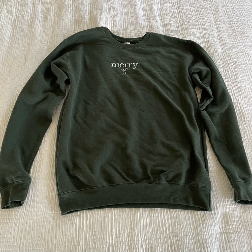 Merry Crewneck Sweatshirt - Forest Green